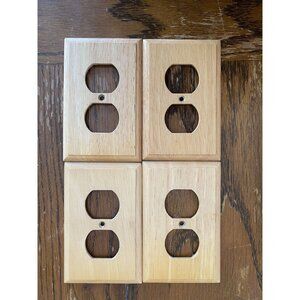 Set Of 4 GE Wooden Outlet Covers With Metallic Backing
